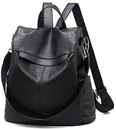 shepretty Damen Rucksack Anti Diebstahl Umhängetasche Multifunktions Schultaschen,0298Pu,schwarz