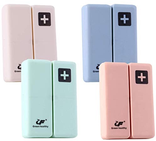 EACHPT Tablettenbox 4 Stück Pillendose Kunststoff Wasserdich, 7 Fächer Tragbarer Pillen-OrganizerMagnetische Faltbare Pillendose für Tägliche und Reise Medikamentenbox Vitamine Fischöle