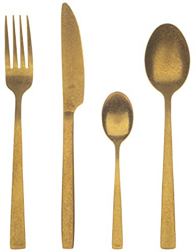 BERGNER Q3453 Cuberteria de 24 Piezas en Acero Inoxidable Color Oro colección Livorno