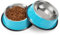 WERFORU 2 Pieces Dog Bowls Stainless Steel Dog Cat Pet Bowls for Feeding Water and Food Blue Small Size