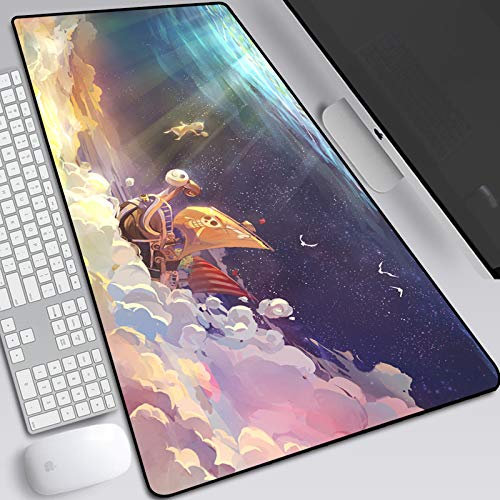 KIKCY Gaming mauspad XXL Anime One Piece Mauspad, Gaming-Mauspad mit genähten Kanten, Großes Mauspad mit Rutschfester Gummiunterlage für Arbeit & Gaming, Büro & Zuhause (900 * 400cm * 3mm,18)