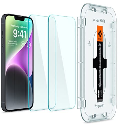 Spigen EZ Fit Sensor Protection Tempered Glass Screen Protector for iPhone 14 Plus, iPhone 13 Pro Max - 2 Pack
