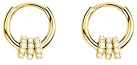 SLUYNZ 925 Sterling Silber CZ Knorpel Ohrringe Creolen für Frauen Damen Kleine Huggie Ohrringe Helix Piercing Ohrringe (Gelb)