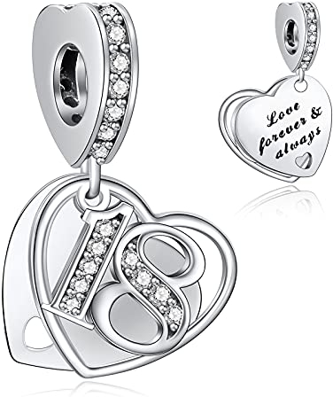 NINGAN 18 Charme-Charms-Anhänger 925 Sterling Silber Charm Bead für Chamilia und europäische Armbänder und Halsketten