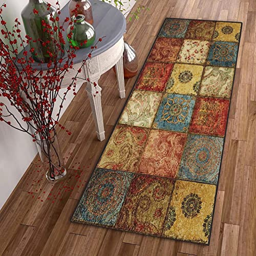 DTUQYX Läufer Lang Flur rutschfest Teppich Küche 100 x 160CM, Polyester Waschbar und Dauerhaft, Schlafzimmer Muster Carpet, für Wohnzimmer Büro Esszimmer, Anpassbar Teppichläufer Meterware