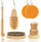 FOZUBOYO Kit de brosses de nettoyage de cuisine - Respectueux de l'environnement - Brosse en bois pour bouteilles, casseroles, poêles, vaisselle en bois - Brosse à légumes