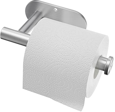 Toilettenpapierhalter Selbstklebend & Wandmontage Mit Schrauben, 304 Edelstahl Klopapierhalter, Lange Gehalten Starke Adhäsion Rollenhalter für Toilette Badezimmer Hotel (Silber)