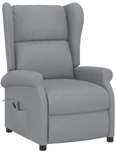 vidaXL Ohrensessel, Relaxsessel mit Liegefunktion, Verstellbar Elektrisch Sessel, Fernsehsessel Polstersessel Liegesessel, Hellgrau Stoff