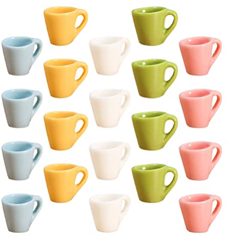 TOYANDONA 20pcs Simulation Cup Dollhouse Ceramic Mug Mini Coffee Cups for Crafts Mini Tea Cups Dollhouse Coffee Cups Dollhouse Water Cup Coffee Mugs Miniature Cup Six Colors Resin Plate
