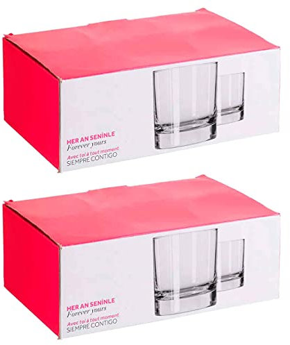 Tradineur Ada Lot de 2 boîtes de 6 verres 32 cl Fabriqué en verre résistant Passe au lave-vaisselle