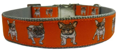 Hunde Halsband Hundehalsband Französische Bulldogge Gr. M/L verstellbar 30 bis 44 cm