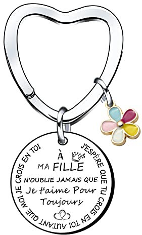 Lumengqi Porte-Clés 'Je T'aime Ma Fille' - Cadeau D'anniversaire pour Fille, Femme, Garçon, Enfant - Pendentif Porte-Clef - Idée Cadeau Ado