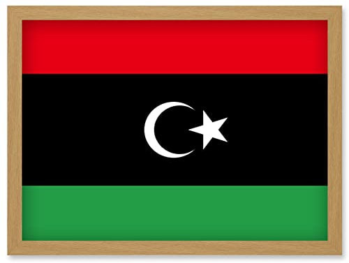 Artery8 Libya National Flag Patriotic Vexillology World Flags Country Region Poster Artwork Framed Wall Art Print A4