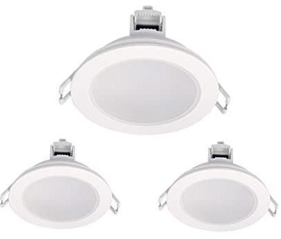 3 Spots Led Encastrables Pour Placoplatre, Dimmable Avec Gradateur Triac, 220V 5W 550 Lumen, Ø87mm X 37mm, Trou 70mm, Etanche IP65, Connecteur Rapide (Blanc, Blanc chaud 3000K)
