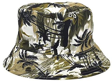 Clothing Women Tropical Wind Coconut Tree Print Flower Pot Hat Men's Double Wear Outdoor Sun Sunscreen Fisherman's Hat