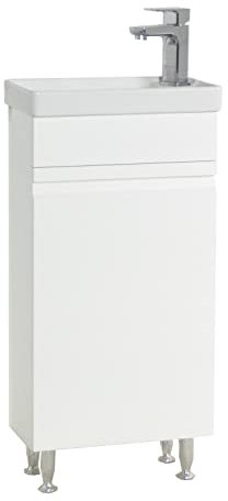 2-TLG Set | Waschplatz für Gäste WC | Gästebad Toilette | Waschtisch | grifflose Drehtüre | Badmöbel Badezimmer Set – Silora M stehend