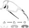 KAPVOE Fahrradbrille MTB Brille Selbsttönend Klar Radbrille Rennrad Sportbrille Sonnenbrille Radsport Laufen Golf Fahrerbrille Baseball Herren Damen klar Weiß 06