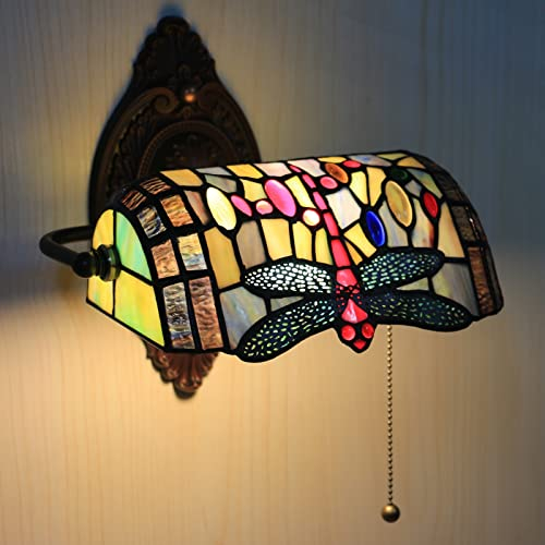 Uziqueif Wandlampe innen vintage, wandlampe mit schalter, 10 zoll tiffany wandlampe,wandleuchte innen, leselampe wandmontage, E27 wall sconce lighting decor