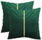 Tosleo 55 x 55 cm Kissenbezüge 2er Set Samt Kissen mit Goldfarbenem Leder Dekokissen Moderne Luxuriös für Sofa Gartenbett Couch Wohnzimmer Sofakissen Bett Grün