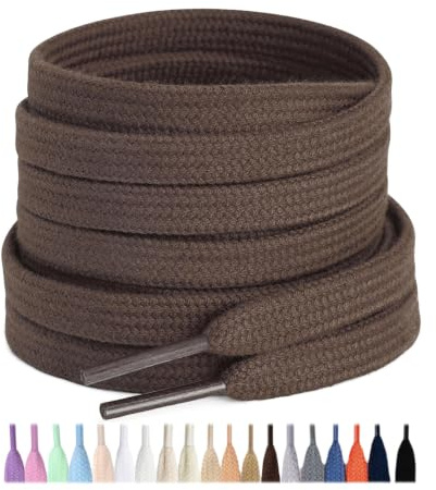 Stepace Baumwolle Flache Schnürsenkel, Schuhbänder für Sneakers Braun 100