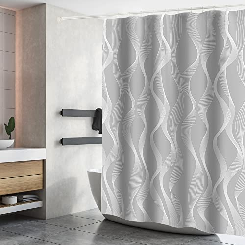DAMAI Tenda Doccia Impermeabile Tenda Bagno Doccia in Poliestere con 12 Ganci Tenda per Doccia per Vasca da Bagno 180x200CM Grigio