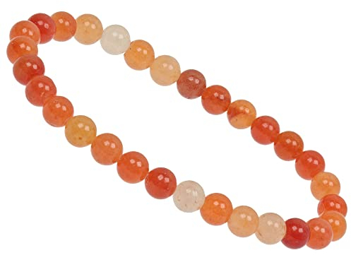 ELEDORO Stretch Armband aus echten Edelstein-Perlen (6mm) – Perlenarmband für stilvolle Eleganz (Aventurin orange)