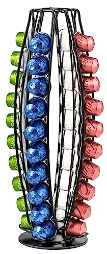 eluno Kapselständer Nespresso, Kapselspender für bis zu 40 Kapseln, 360° drehbar, Kapselhalter schwarz