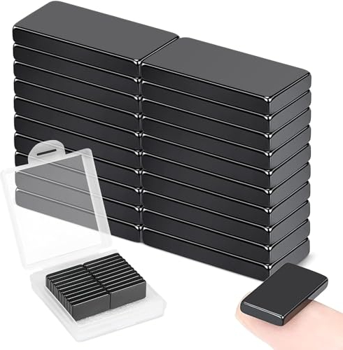 Wukong 20 Pack Black Strong Magnets, 20x10x3mm Strong Bar Magnet, Square Magnet for Whiteboards, Fridge, Project, Crafts, Noticeboard or DIY