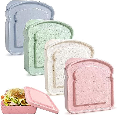 Brotdose Sandwichbox Stapelbar Luftdicht Lunchbox mit Deckel BPA-Frei Vorratsdosen Frischhaltedosen Set Vesperbox für Küche Kindergarten Schule Arbeit Unterwegs (4PCS)