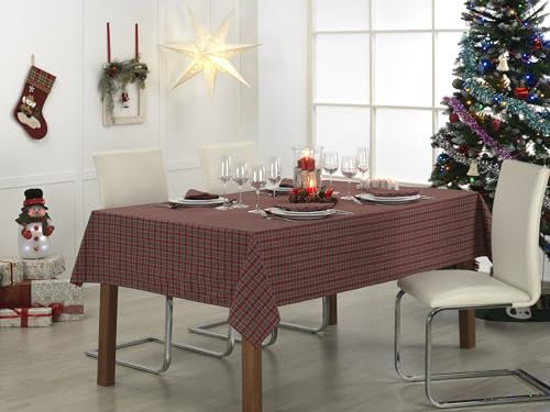 LAN&LAN - tischdecke Weihnachten, für große rechteckige Tische, weihnachtstischdecke große Karos mit DREI verschiedenen Größen zur Auswahl (Klein Bilder, 140 x 200)