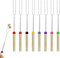 LATRAT Lot de 8 brochettes de barbecue en acier inoxydable - Extensibles - Avec manche en bois - Pour barbecue, camping, feu de camp, barbecue