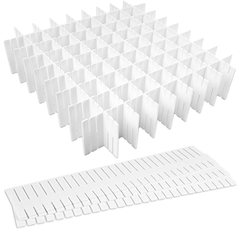 HOTUT Separadores para Cajones,16pcs Separadores de Cajones Ajustable,Organizadores de Cajones de Plástico 32x7cm,Separador de Armario Divisores para Maquillaje, Joyas, Dormitorio, Baño, Oficina