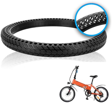 DRXRD 20 Zoll Fahrradreifen Rundes Loch Wabe Design 20x1.75/20x1.95 Fahrradmantel Pannensicherer Hochelastischer Vollgummireifen 16x1.5