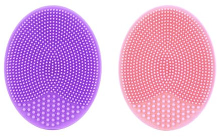 Ryaupy 2 Pcs Silicone Brosse Nettoyante - Épurateur de Visage en Silicone Souple, Visage Exfoliant Peau Sensible pour le Massage Nettoyant des Pores (Violet et Rose)