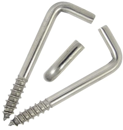 DIOS24 25 Stück Schraubhaken L-Form 5,0 x 60 mm aus Edelstahl A2 | Holzschraube gebogen, Wandhaken, Hakenschraube, Rechtwinklige Schrauben, Deckenhaken mit Holzgewinde I DIOS24®