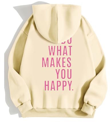 callmo Do What Makes You Happy Christian Sweatshirts für Damen, mit Kapuze, Taschen, lockere Passform, lässig, langärmelig