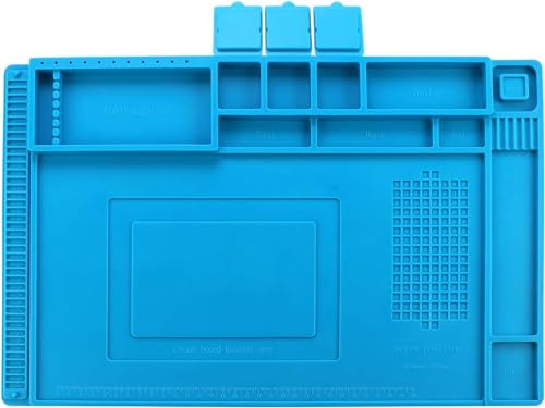 Tappetino per saldatura, 45 x 30 cm, tappetino in silicone per riparazione e saldatura, tappetino da banco a 500 °C, per riparazione di orologi, telefoni e laptop