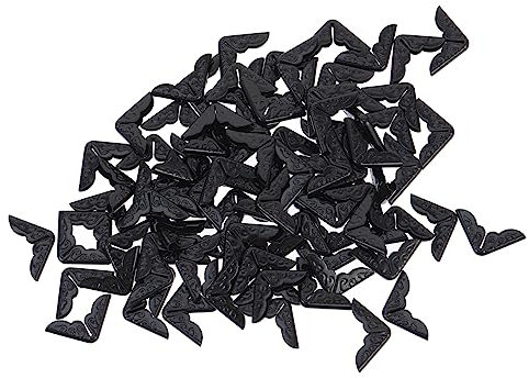 HOODANCOS 100st Notebook-eckenschutz Möbelschutz Eckabdeckungen Junk-Journal-Buch Goldener Aktenhalter Bucheckenschutz Schwarzes Sammelalbum Buch Metall Kragen Ecke Eisen Fotoalbum