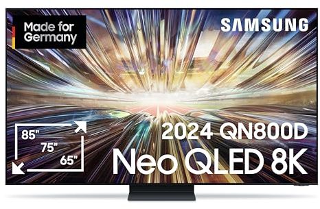 Samsung Neo QLED 8K QN800D Fernseher 75 Zoll, Samsung TV mit Neo Quantum HDR 8K+, Neural Quantum 8K AI Gen2 Prozessor, 8K AI Upscaling, Smart TV, KI TV, GQ75QN800DTXZG, Deutsches Modell [2024]