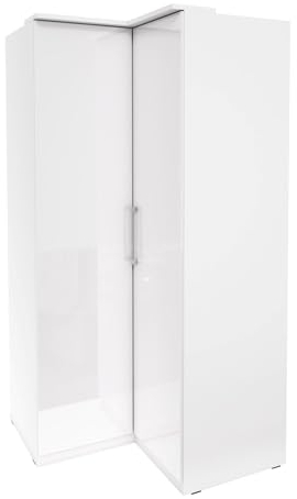 Feldmann Preiswert Wohnen Eckkleiderschrank 'Optima' Schrank 109 cm weiß Hochglanz 2-Türig