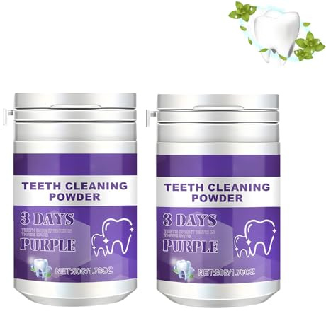 3 Days Purple Teeth Whitening Powder, Teeth Whitening Pulver für weiße Zähne,Zahnaufhellung und Bleaching Pulver mit sichtbaren Reinigung Effekt | Zähne aufhellen - kosmetische Zahnreinigung (2PC)