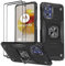 KANSi Funda para Motorola Moto G73 / G73 5G, Cristal Vidrio Templado [2 Piezas] Capa Anillo iman Soporte Hard PC y Silicona TPU Antigolpes Armor Carcasa - Negro