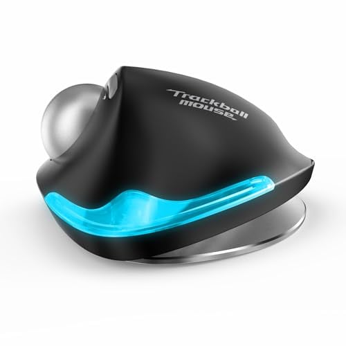 Mouse Trackball Mouse Bluetooth Wireless 2.4G con Luci Colorate Rgb Pulsanti Multifunzione Programmabili Design Ergonomico Trasformazione Multi-Angolo Nero