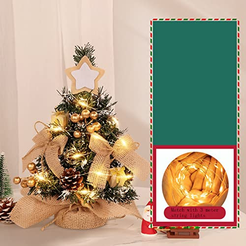 Mini decoración de árbol de Navidad con luces LED para escena navideña, adorno de mesa de 30 cm