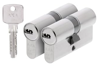 AXA Doppelter Türzylinder - Comfort Security - Sicherheits Schliesszylinder - inkl. 6 Schlüssel - Vernickelt - 30/30 mm - SKG**