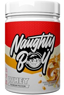 Naughty Boy Advanced Whey Protein Powder, 22g Protein, Low Sugar, Easy Mixing Recovery Shake, 900g, 30 Servings, White Chocolate Salted Peanut