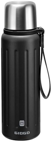 Vacuum Insulated Thermo Flasks with Cup 800ml/27oz Stainless Steel Thermo Bottles for Cold and Hot Drinks Water Coffee Flask with Cup (Black,800ml)