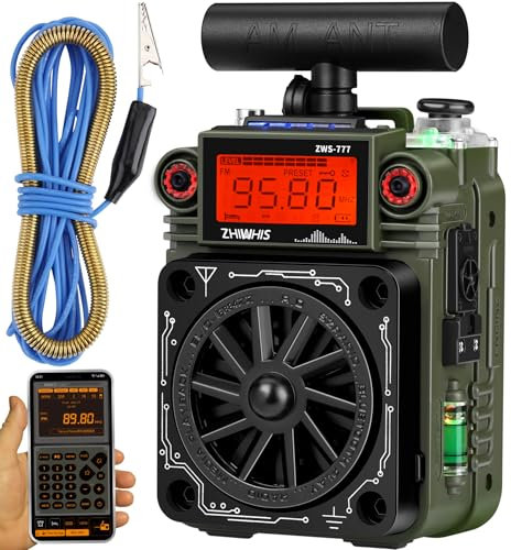 ZHIWHIS Shortwave Radio with Bluetooth and APP Control, AM FM SW WB Portable Receiver, Super Bass/SOS Alarm/6 EQ Modes/Rechargeable Emergency Radios Player ZWS-777