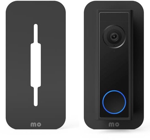 Mars Outpost Non-Adhesive Wall Plate Compatible with All Eufy Doorbells Mount Back-Plate Covers Holes Scratches Rain Cover Hood Glare Protection, No-Drill 45 Degree Wedge Corner Mount Made in UK