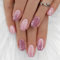 Auiremrti 24 ongles press-ons pailletés ombrés, courts, carrés – Ongles artificiels roses, ongles en acrylique, press-ons, astuces nail art avec design pailleté, couverture complète